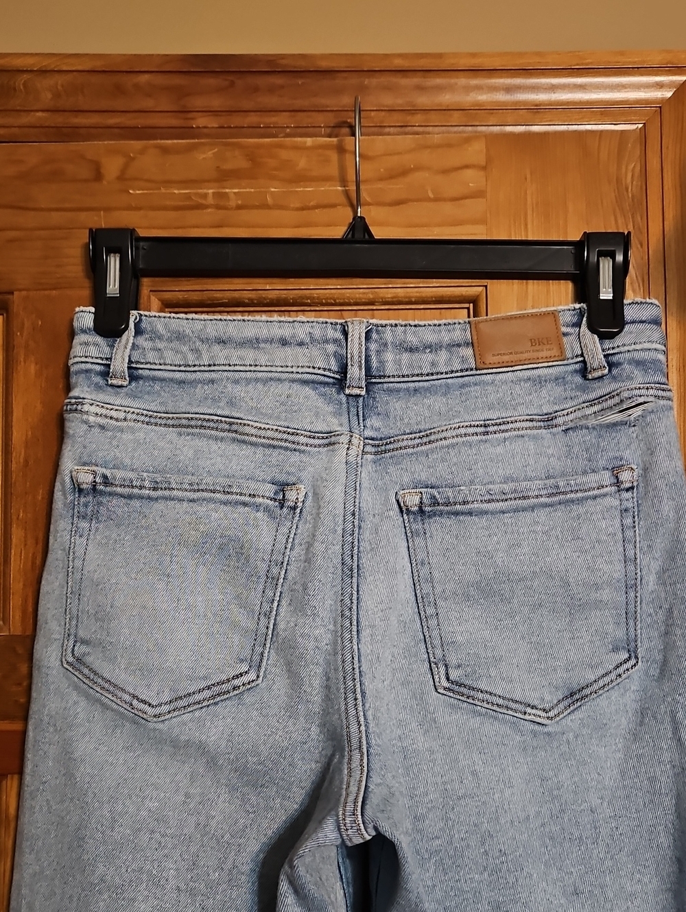 BKE BILLIE Slim Fit High-Rise Wide-Leg Distressed Raw Hem Frayed Denim Jeans - Picture 9 of 13